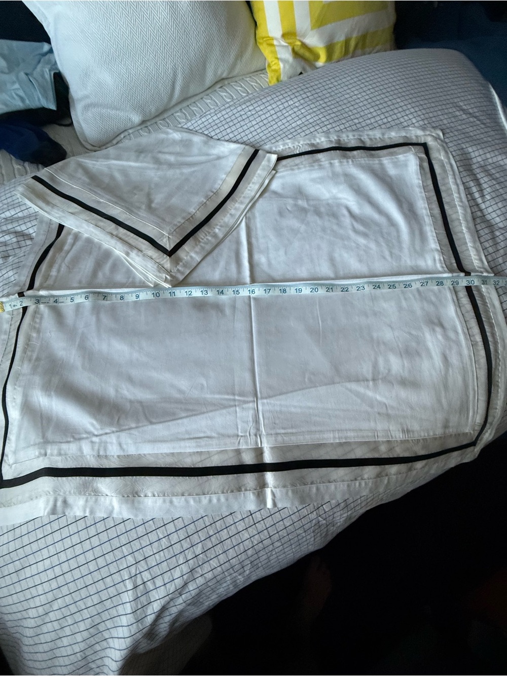 Vintage Ralph Lauren White Standard Shams (2) Trimmed in Silk Organza, 600 TC